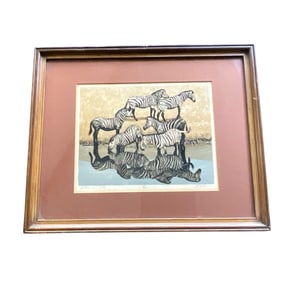 March, Limited Edition (119/300) Print, "Zebra at Water"