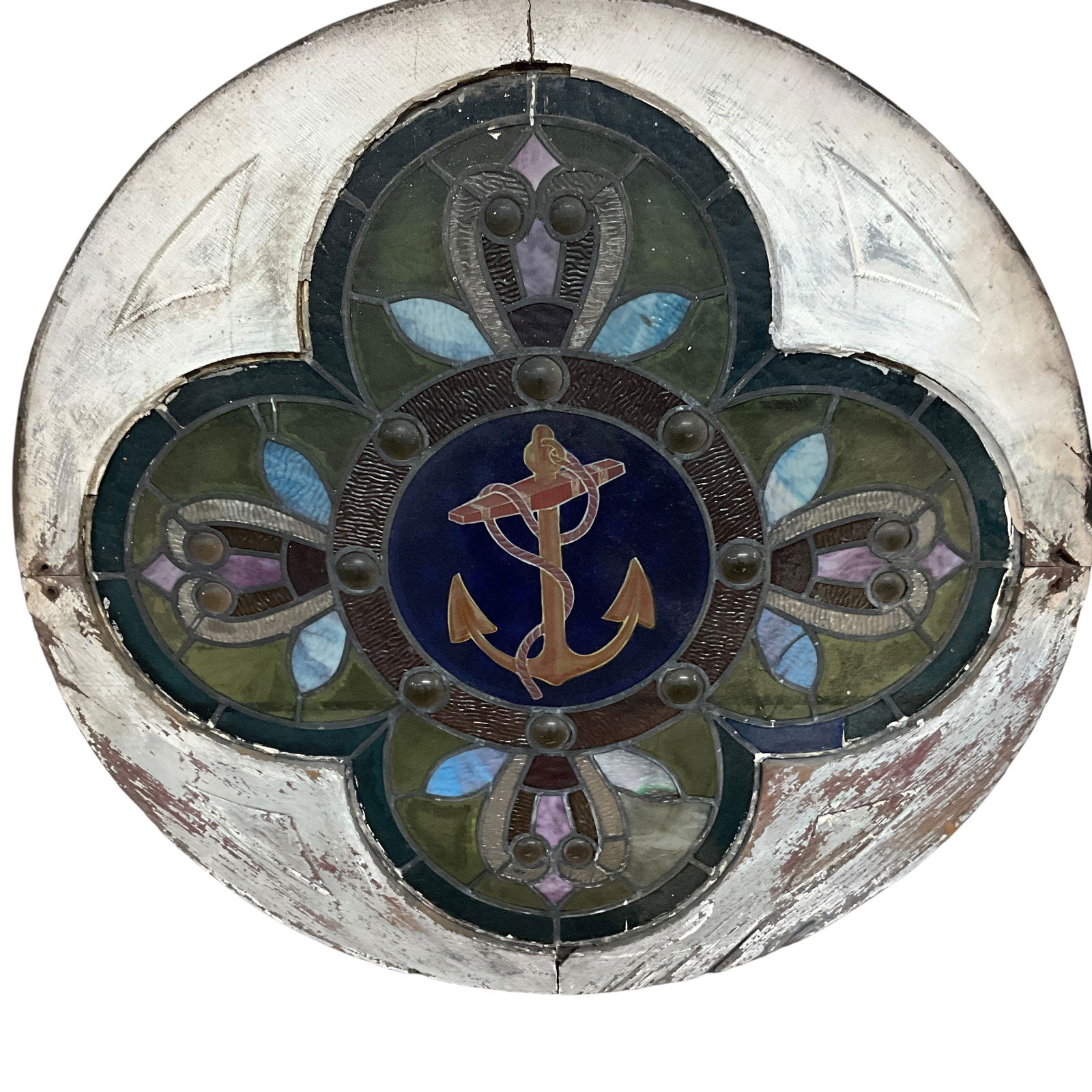 Antique Quatrefoil Stained Glass Window (1 of 5)
