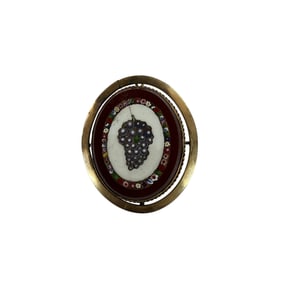 Pietra Dura Brooch, with Tintype Sweetheart Portrait on reverse