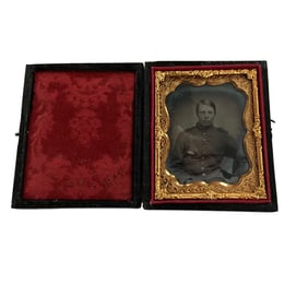19th Century Ambrotype or Albumen Print, Civil War Soldier, Possibly Mortimer Cutshaw