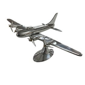 Stylized Chrome B-17 Sculpture on stand