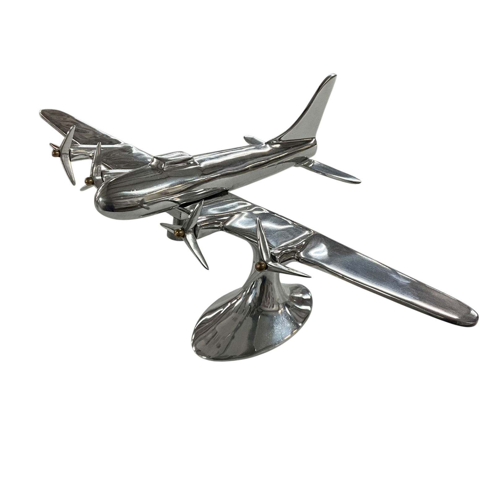 Stylized Chrome B-17 Sculpture on stand (1 of 4)