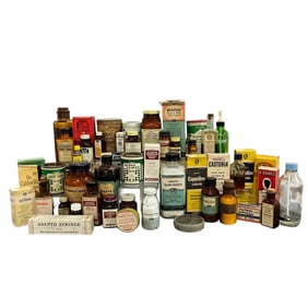 Box Lot of Vintage Medicine Containers