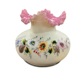 Hand-Painted Satin Glass Vase