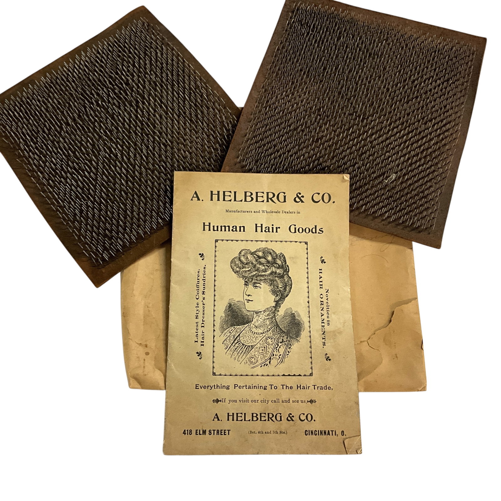 1912 Catalog- "A. Helberg & Co. Human Hair Goods", and Hair Carding Pads (1 of 6)