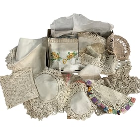 Box Lot of Crocheted Doilies