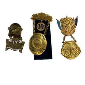 Trio of B.P.O.E. Elks Pins, Detroit, 1910