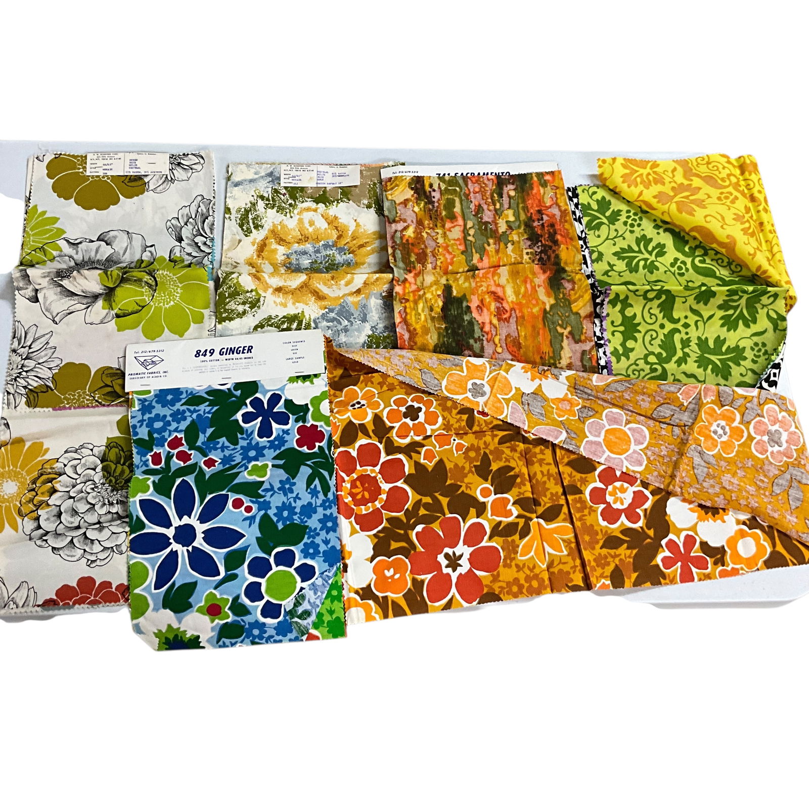 Group of Fabric Samples- Prismatic, Sheffres: Group of Fabric Samples- Prismatic, Sheffres. Individual samples approx. 13" X 16" to 26" X 27"