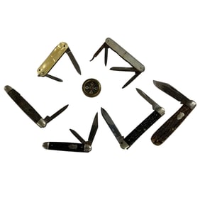 Group of Antique Pocket Knives, Marbles Compass
