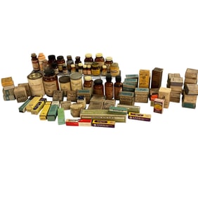 Box Lot of Vintage Medicine Containers