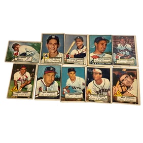 Group of Ten Topps Baseball Cards- Late 1940's, Early 1950's.