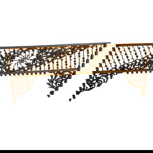 Victorian Stick and Ball Fretwork Panel: Victorian Stick and Ball Fretwork Panel. Great example of Victorian decorative arts, with scroll cut fretwork and stick & ball embellishments. Panel is 59" wide, 13" high at the center, and 25" high a