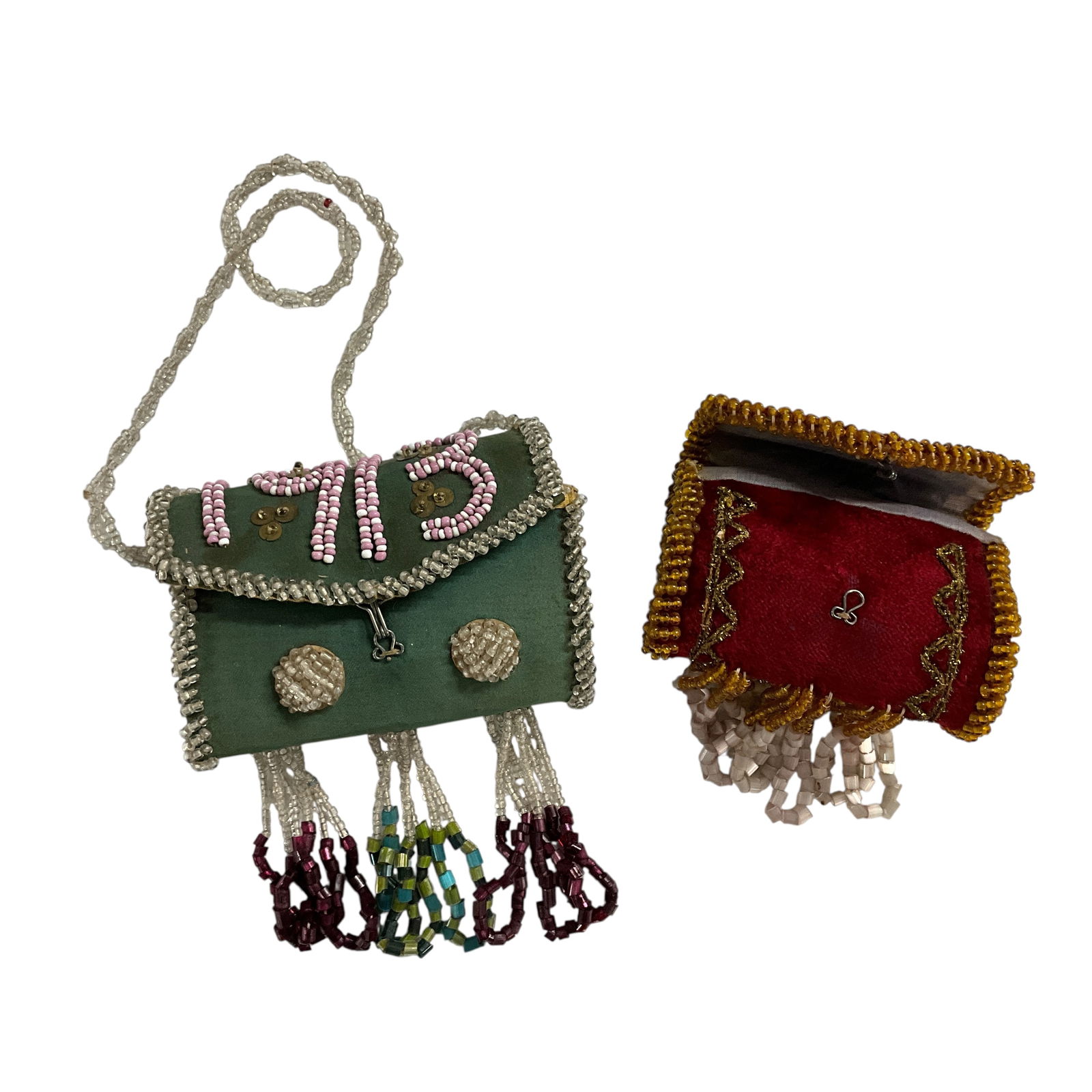 Two Ornate Beaded Purse Style Pin Cushions. (1 of 4)