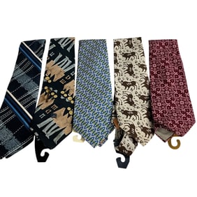 Five 1980's Wide Neckties