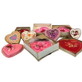Large Lot of Vintage Heart Candy Boxes