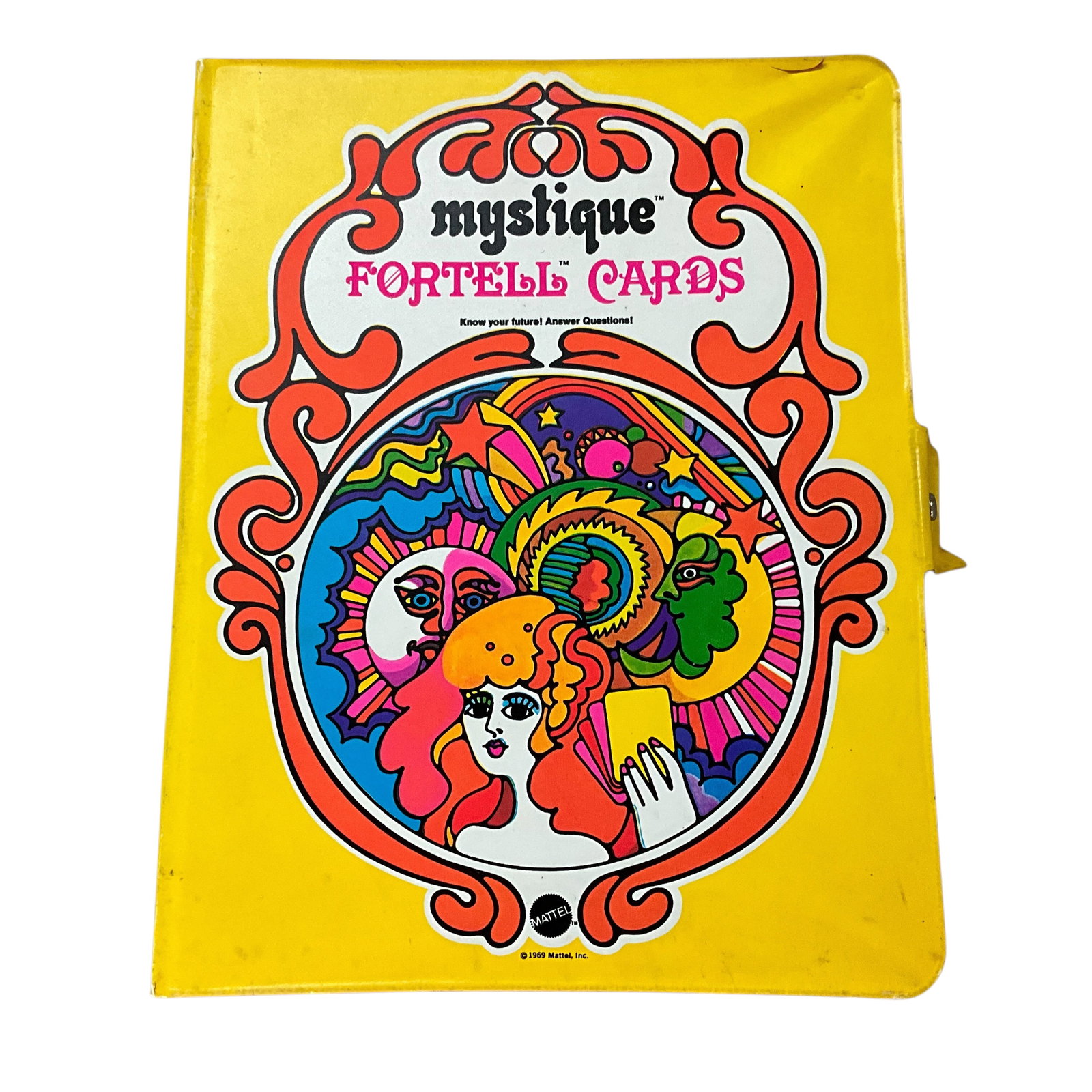 1969 Mattel Mystique Foretell Game: 1969 Mattel Mystique Foretell Game. Looks like a combination of Tarot and Astrology. Typical late 60's psychedelic art & graphics.