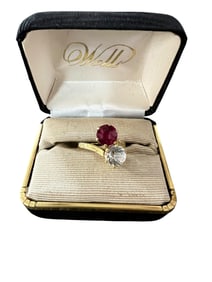 Ruby, White Sapphire 14k YG Ring