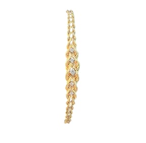 5 Diamond 14k YG Twist Braid Bracelet