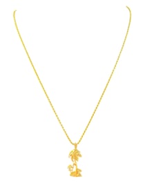 Lovely 14k YG Rope Necklace & Island Charm Pendant