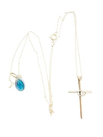 14k Necklace & Cross with Double Ring