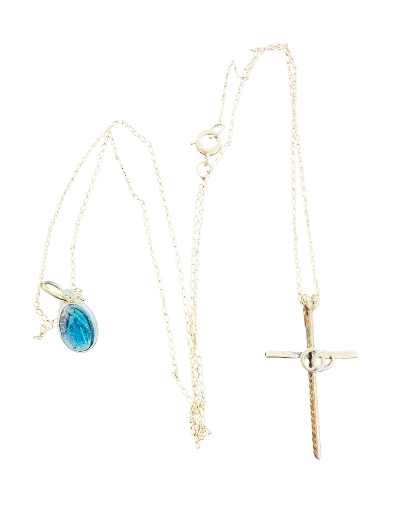 14k Necklace & Cross with Double Ring (1 of 3)