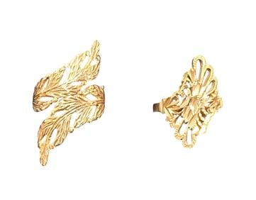 Two 14k YG Cut Gold Rings