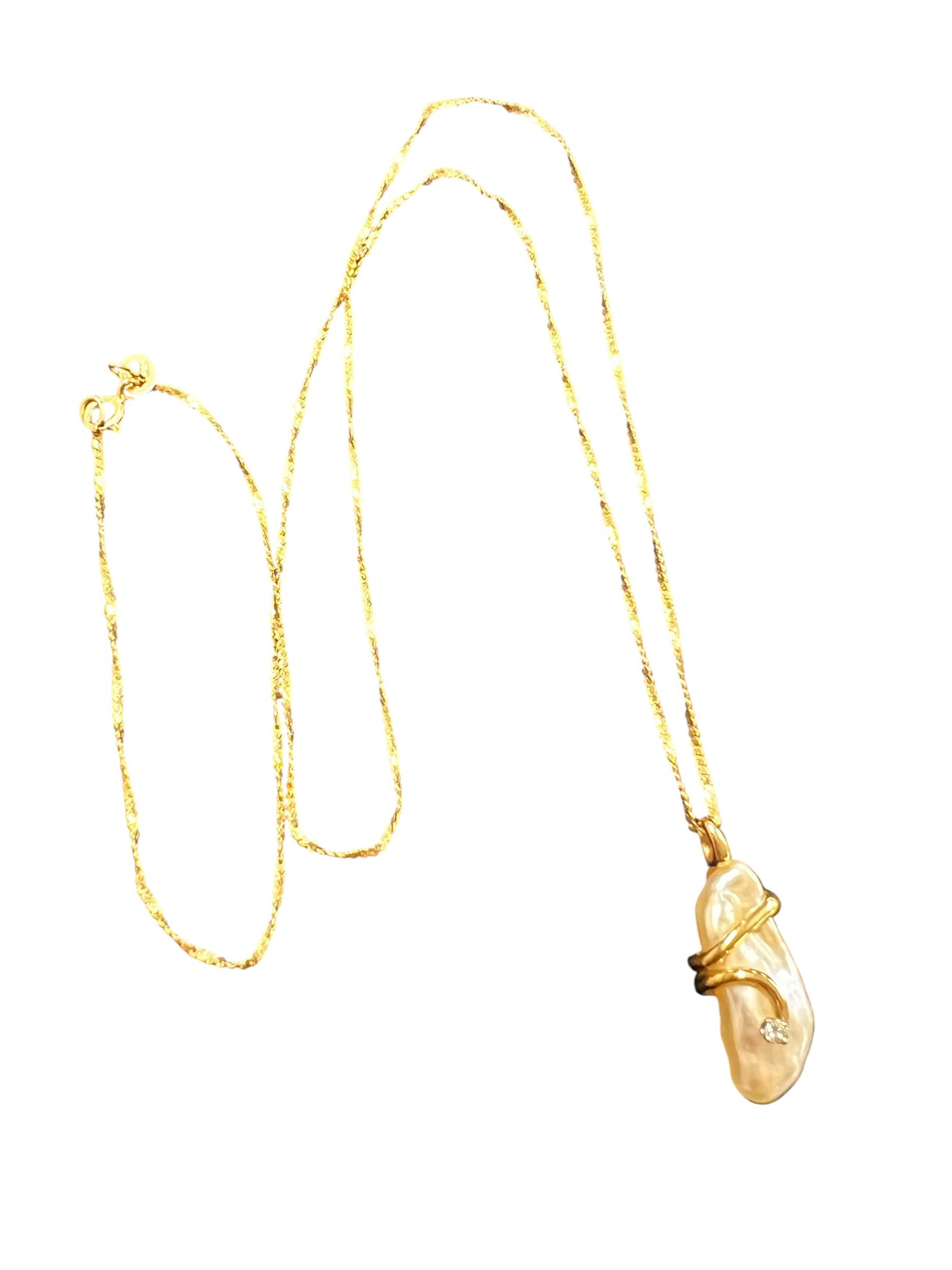 Baroque Pearl, Diamond and 14K YG Necklace (1 of 5)