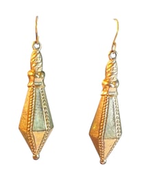 Antique Victorian Etruscan Revival Chandelier Drop Earrings-Gold Filled
