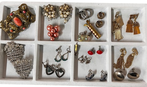 Vintage Collection of Earrings, shoe clips and Pins