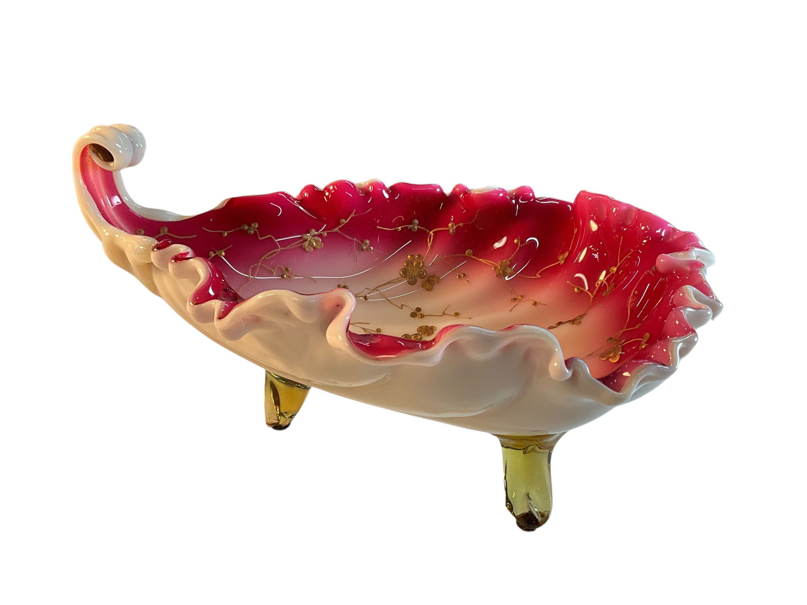 Beautiful Victorian Cased Glass Bride's Basket (1 of 4)