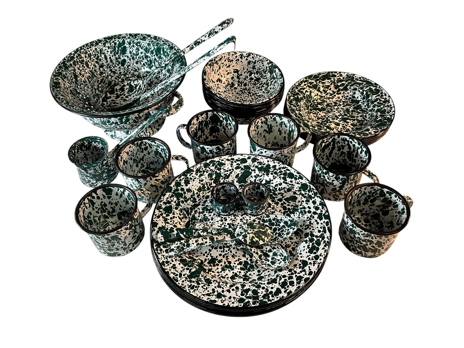 Set of Green & White Enamelware (1 of 4)