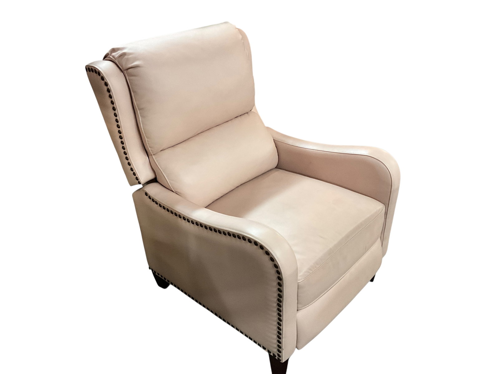 Pale Pink Faux Leather Reclining Chair. (1 of 3)