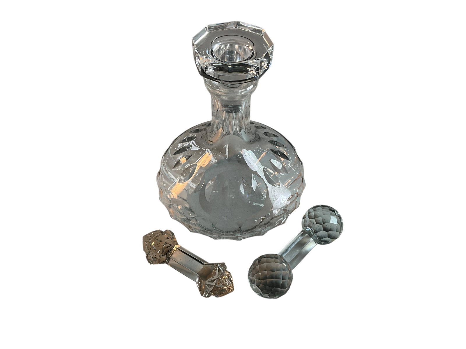 Baccarat (Attributed) Crystal Decanter and Two Crystal Knife Rests. (1 of 4)