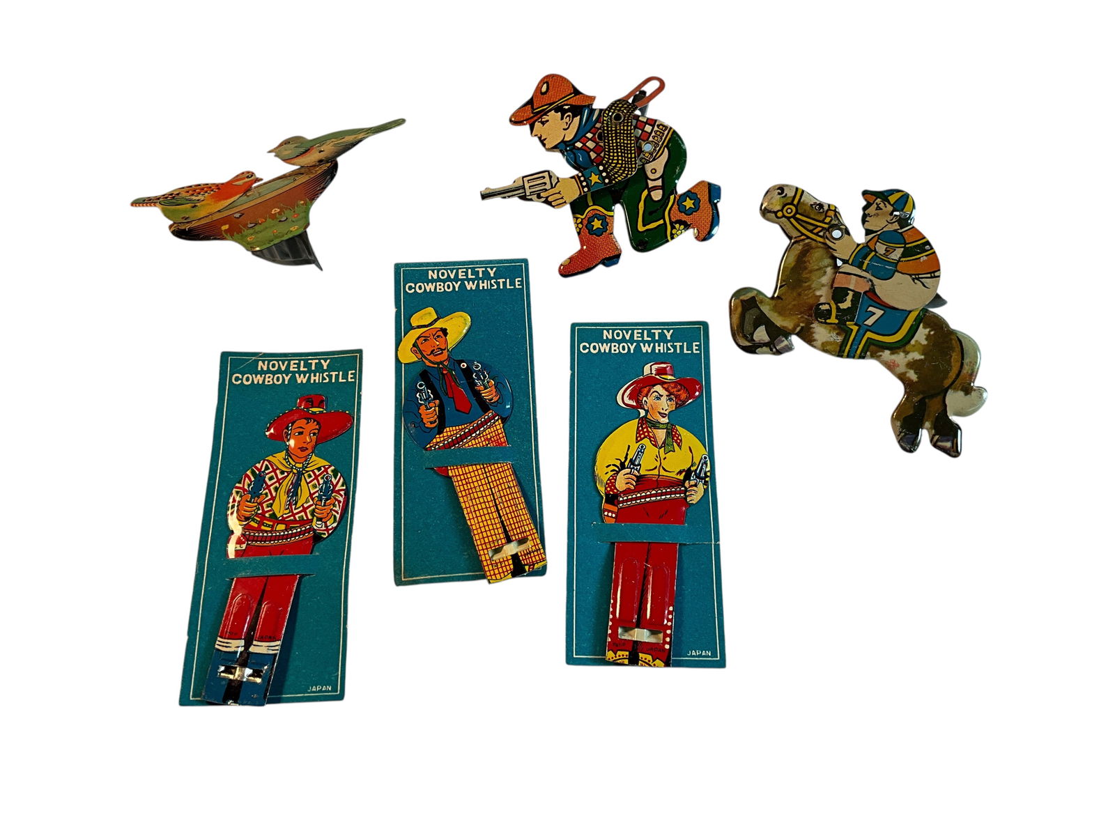 Vintage Lithographed Tin "Clicker" Toys, Whistles (1 of 4)