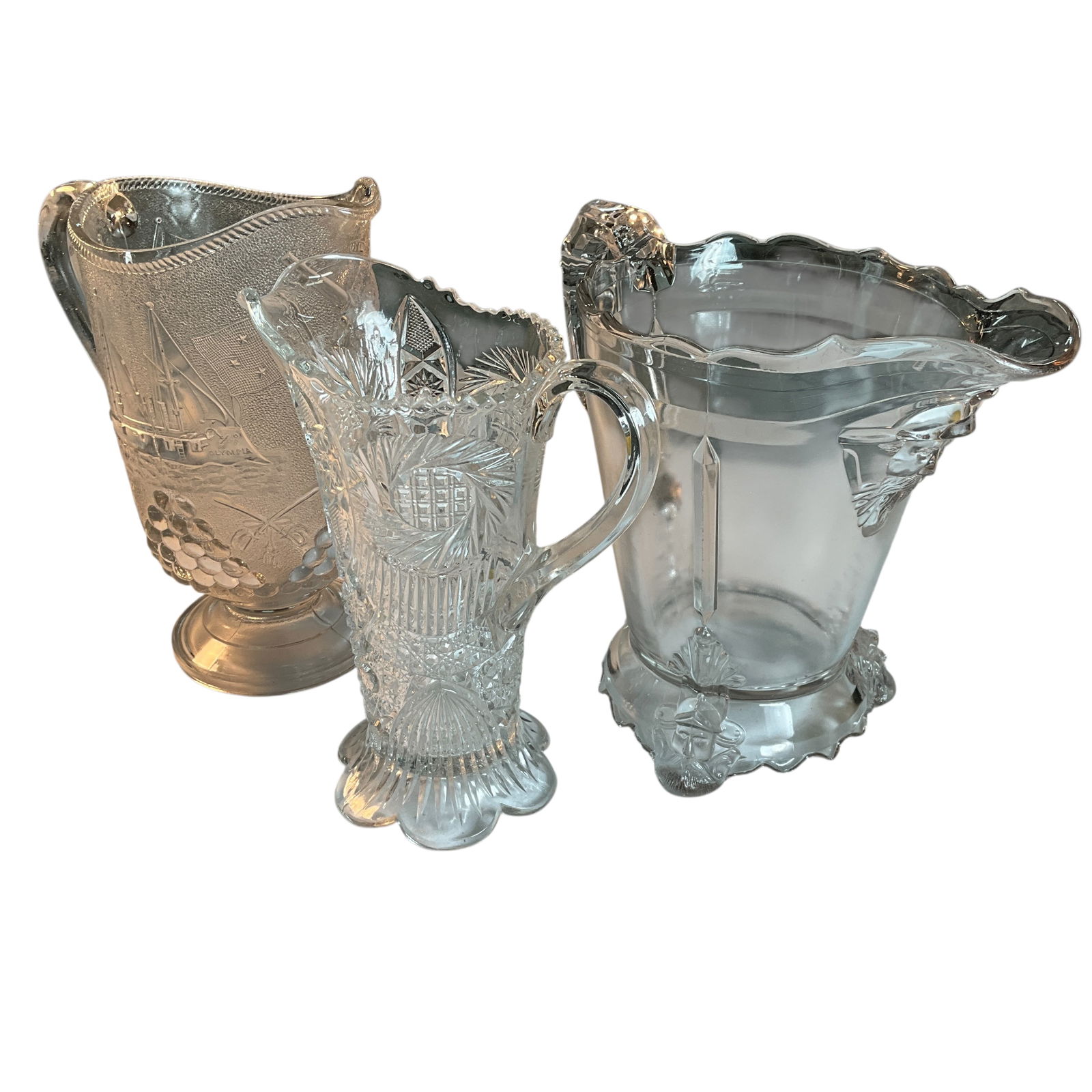 Three Pattern Glass Pitchers (1 of 8)