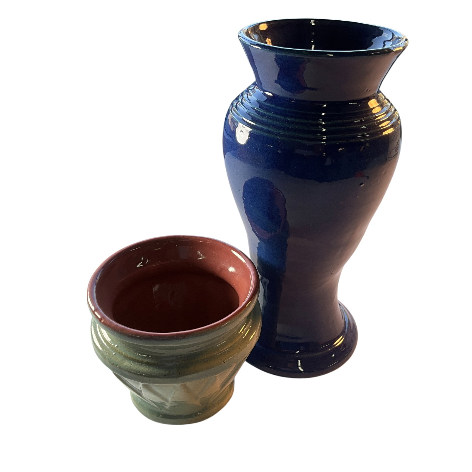 Tall Blue Vase & Early McCoy Planter (1 of 5)