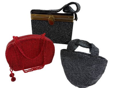 Amazing Beaded Bags, Vintage Glam!: Three vintage beaded bags. Brands include La Regale. All the bags are in good condition, with some slight wear at the clasp on the box style bag. Cool retro glamour!