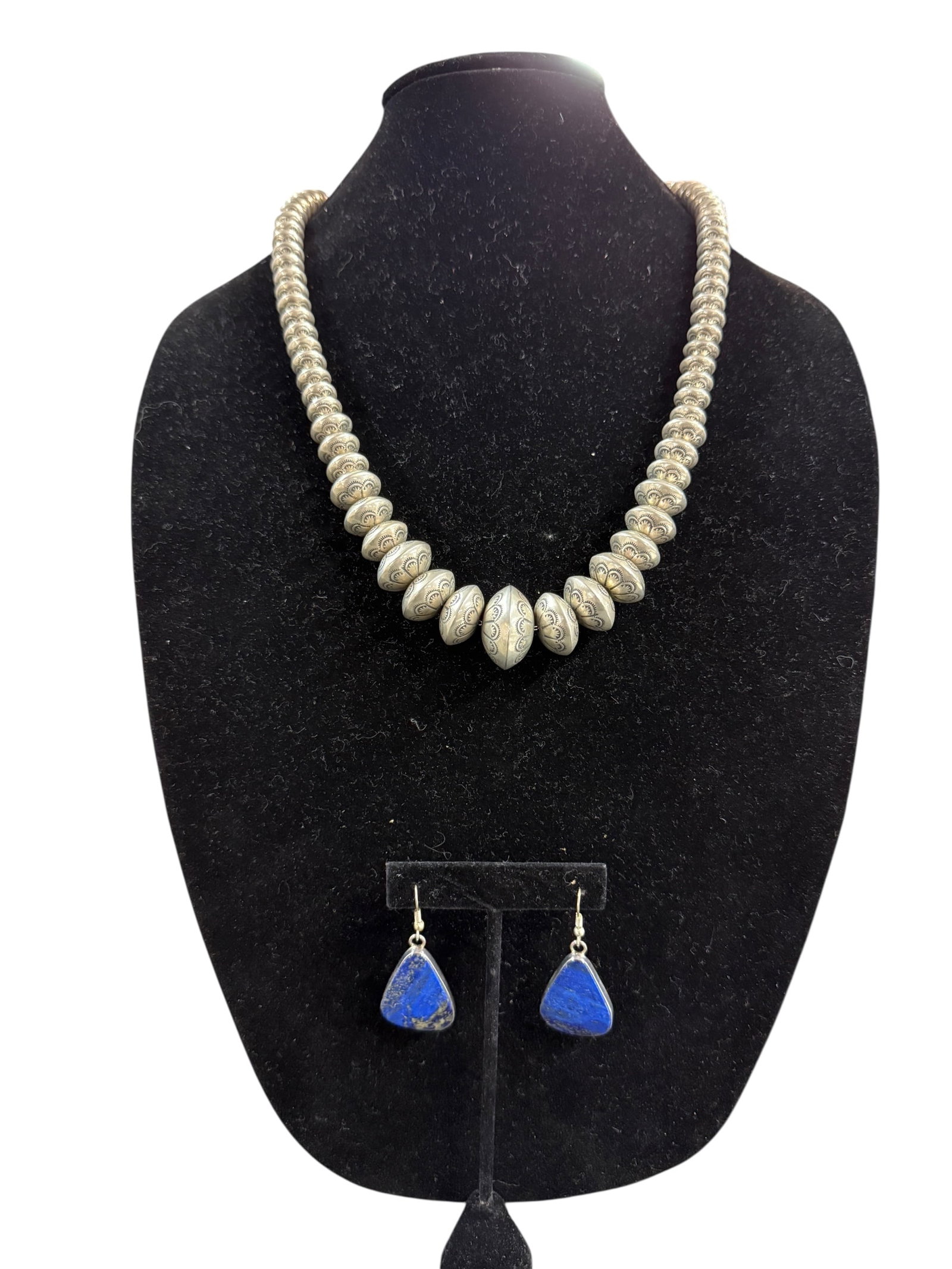 Sterling Native American Necklace and Lapis Lazuli Drop Earrings (1 of 8)