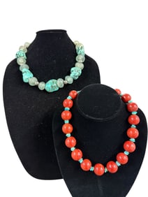 Pair of Chunky Turquoise Necklaces
