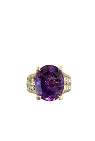 14k YG Amethyst and Diamond Ring