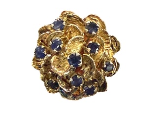 Sapphire Floral Leaf Ring