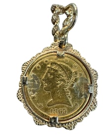 1865 Half Eagle Coin Pendant