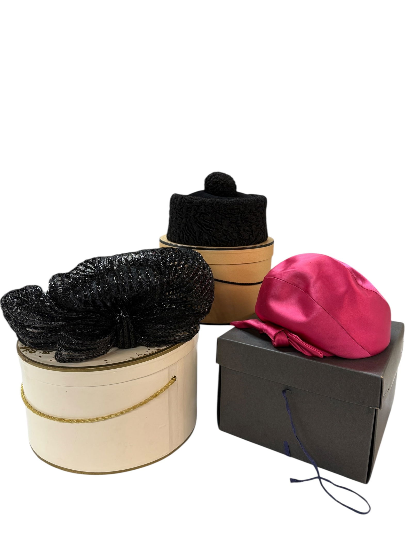 Trio of Vintage Hats with Boxes: Brands include Sharon Originals, Rod Keenan and Don Anderson New York