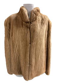 Vintage Ribbed Pastel Mink Jacket: Lovely vintage mink car coat. Insignia inside of Leona Vontom.