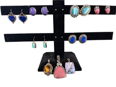 Collection of Sterling Jewelry-Earrings and Pendants