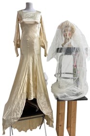 Vintage Wedding Dress with Headpiece and Veil