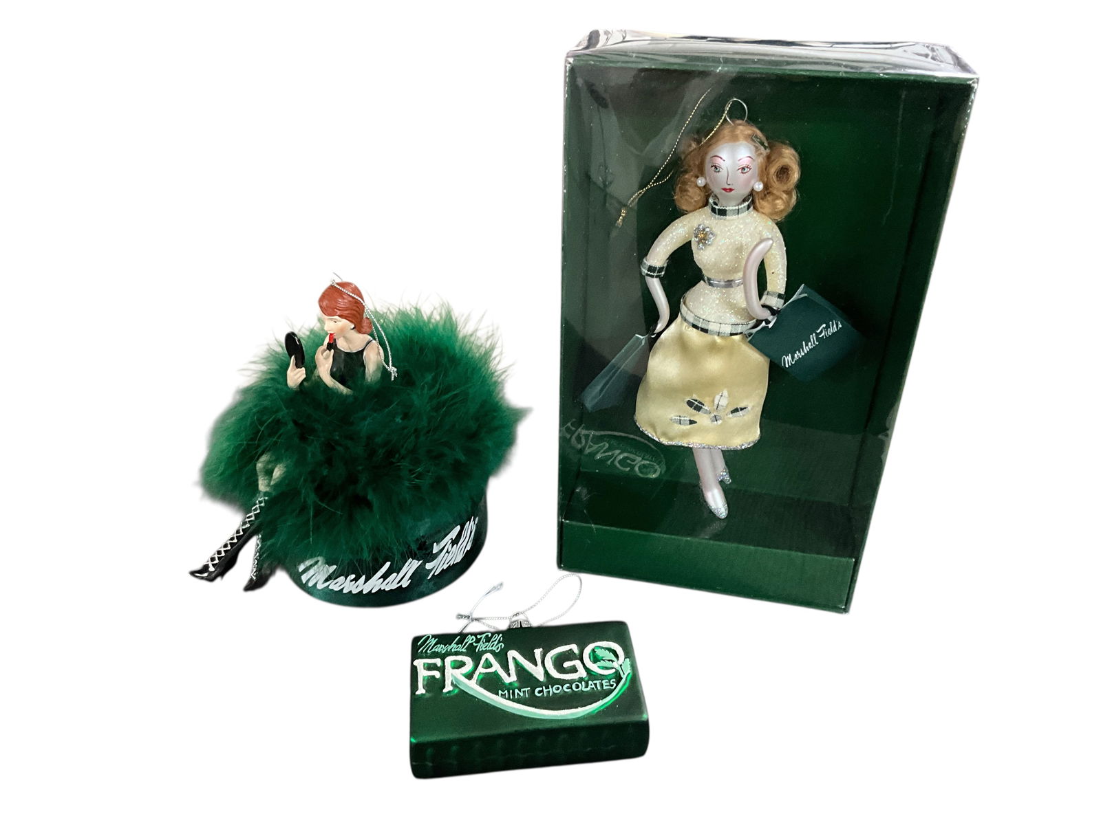 Trio of Vintage Marshall Fields Christmas Ornaments (1 of 4)