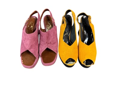 Two Pair of 1970's Boho Platform Shoes