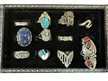 Eleven Southwest Style Sterling Rings