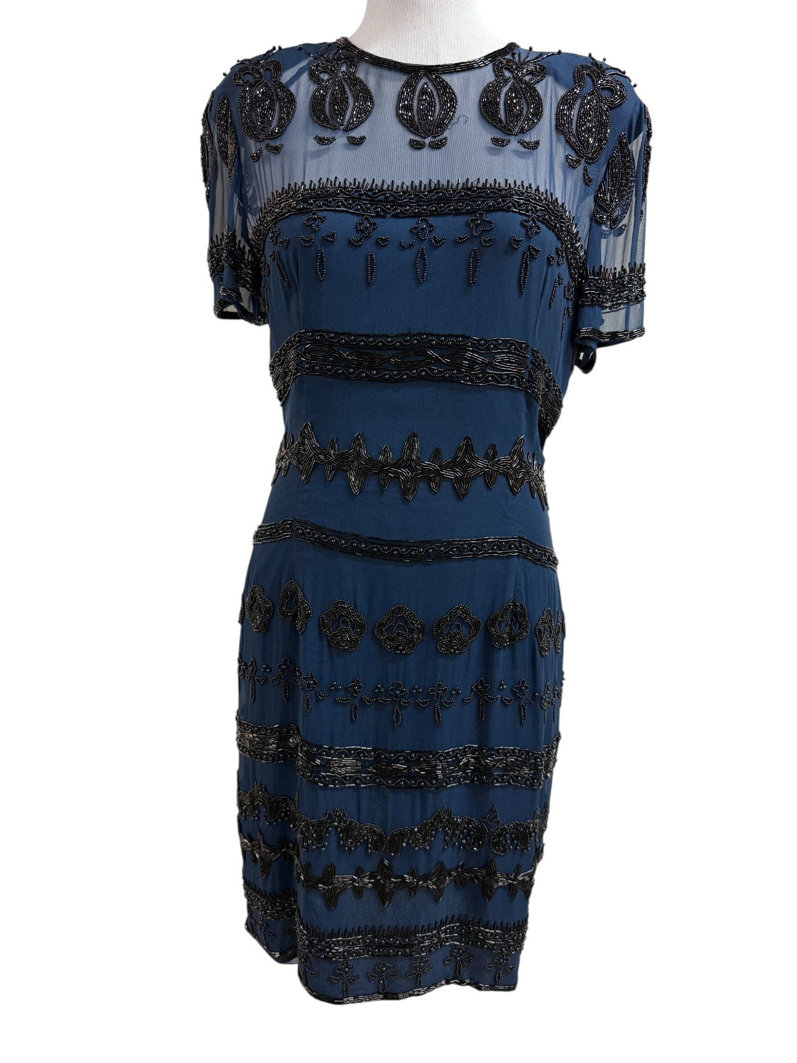 Vintage Beaded Dress: Silk and Glass bead dress by Vie, Size 10